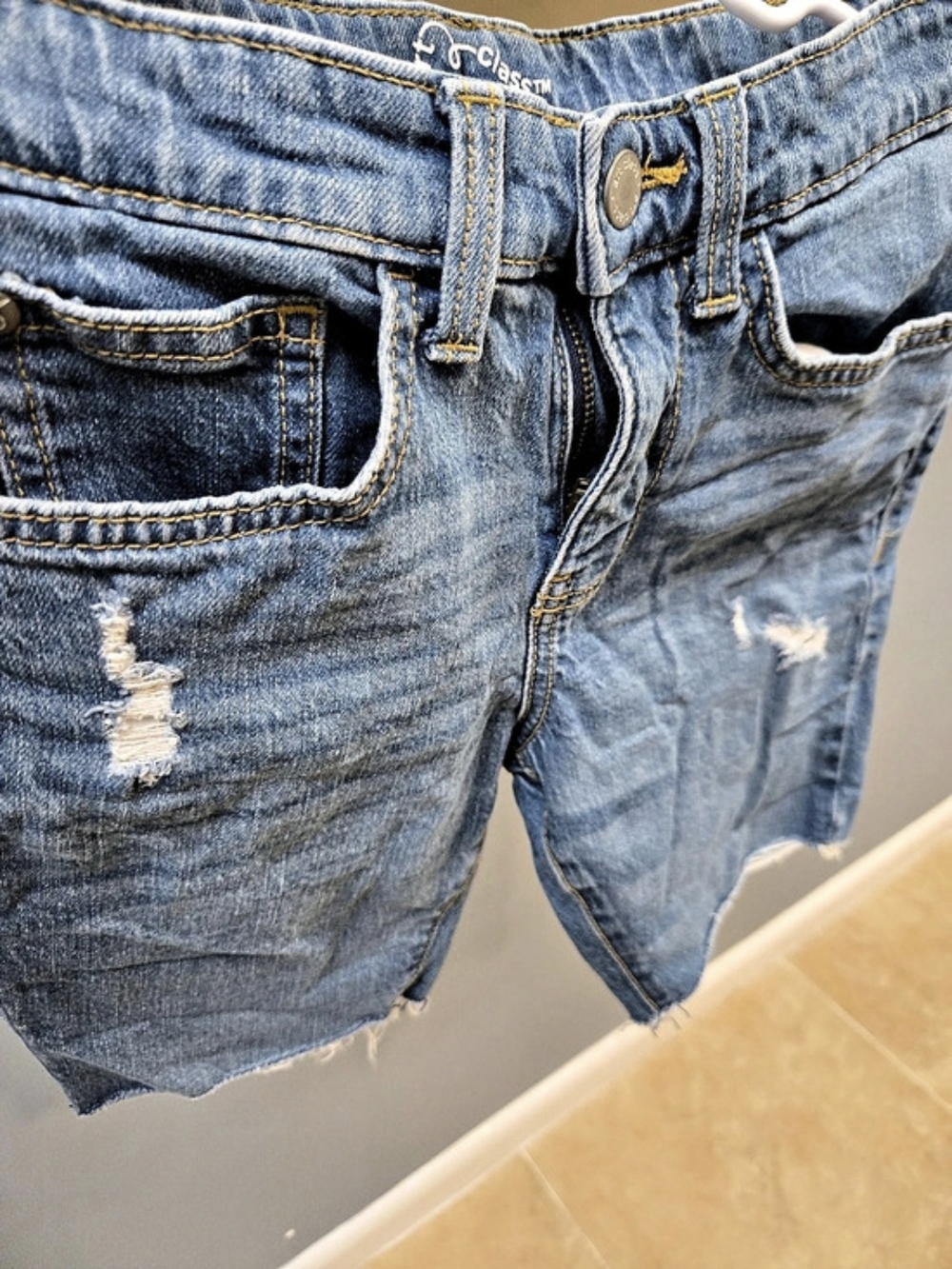Cia.Marítima Distressed Denim Jean Shorts in Blue